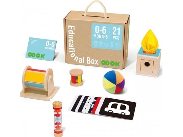 Tooky Toys Taky Toy Box XXL Montessori 6-i-1 sanseleketøy 0–6 måneder