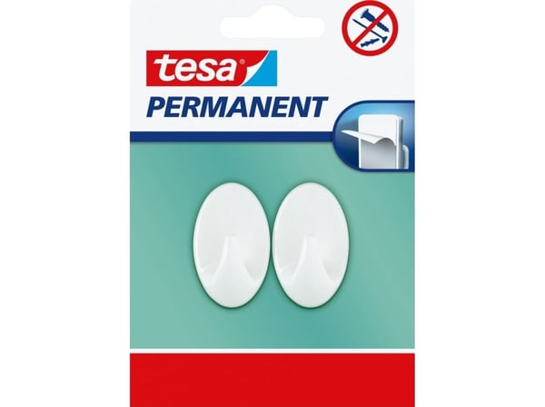 TESA 66602-00000-00, Innendørs, Universalkrok, Hvit, Limstrimmel, Glass, Plast, Tre, Oval