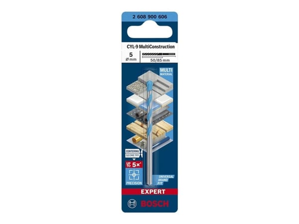 Bosch Expert CYL-9 MultiConstruction - Bor - for betong, plast, stål, bløtt tre, soft tile, multimaterial - 5 mm - cylindrical - lengde: 85 mm
