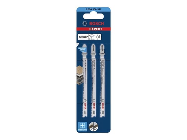 Bosch Expert Hardwood 2-side clean T308 BFP - Stikksagblad - for kitchen worktop, plastic coated board - 3 deler - lengde: 117 mm