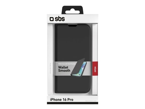 SBS lommebokstativ iPhone 16 Pro svart