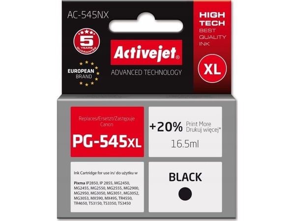 Activejet AC-545NX, Høyt (XL) utbytte, Svart, Pigmentbasert blekk, 16,5 ml, 1 stykker, Enkeltpakke