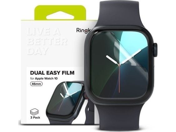 Ringke FOLIA skyddsfilm Ringke DUAL EASY 3-pack Apple Watch 10 (46 mm) clear