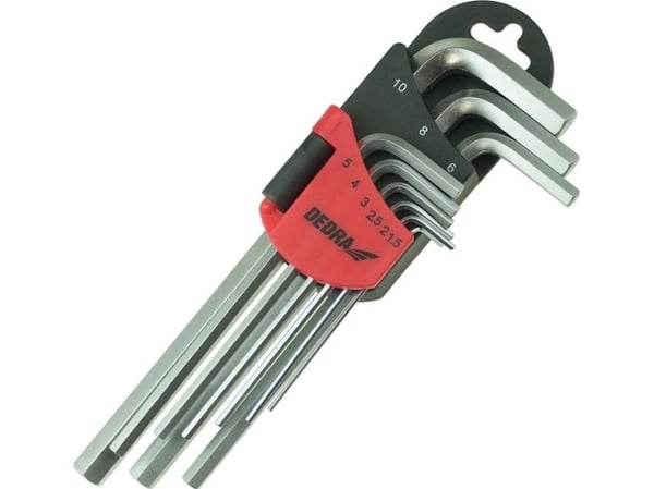 Dedra lange unbrakonøkler 1,5–10 mm sett, 9 stk, CRV