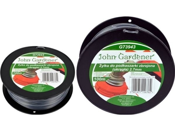 John Gardener ZYLKA tråd/kniver til kant- og busktrimmer 2,7 mm 100 MB G73943 rund + kjerne