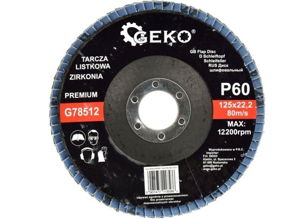 Geko slipskiva "CYRKON" 125 mm P60 GEKO PREMIUM (10/200)