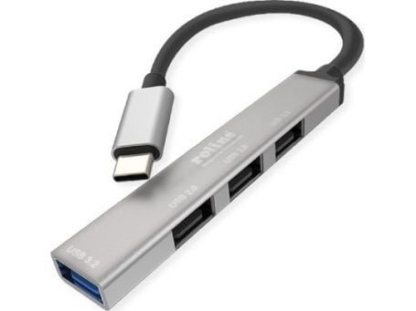 ROLINE 14.02.5053-10, USB 3.2 Gen 1 (3.1 Gen 1) Type-C, USB 3.2 Gen 1 (3.1 Gen 1) Type-A, 5000 Mbit/s, Aluminium, Rundt kabel, 105 mm