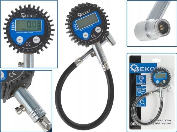 Geko Digital - elektronisk dekktrykkmåler med slange (60)