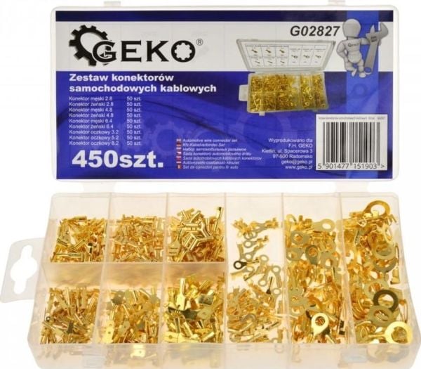 Geko sett med bilkabeltilkoblinger 450 stk (20) G02827