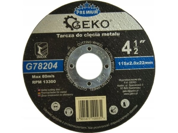 Geko GEKO PREMIUM metallskjæreskive 115x2 inox (25/200)