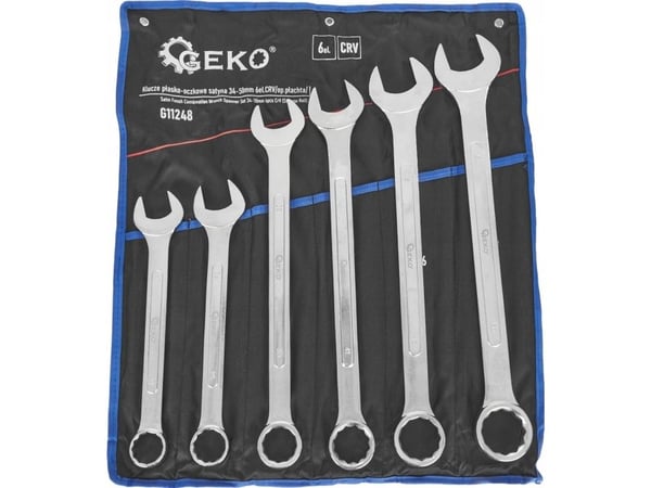 Geko nøkler flat-øye sateng 34-50 mm 6 stk. CRV/op. plate/ (3)