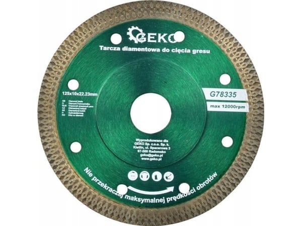 Geko Diamond skive 125x10x22,23 mm for skjæring av steintøy (100)