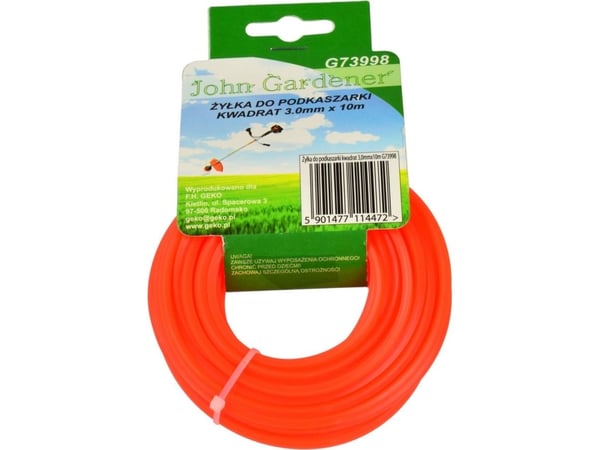 GEKO zylkestreng til trimmer firkant 3,0 mm x 10 m (144)