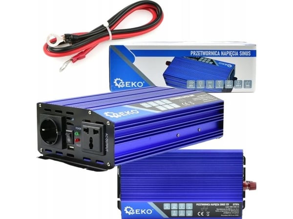 Geko jännitemuunnin SINUS 12V/230V 1000/2000W (4)