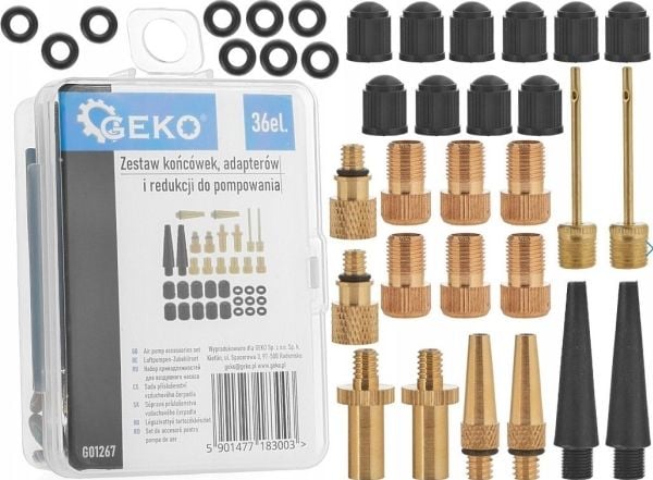 Geko-kärjet, adapterit ja vähennysventtiilit pumppaamiseen 36el (20/240)