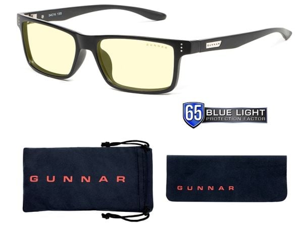 Gunnar Optiks Vertex, Unisex, Rektangel, Mote, Svart, Plastikk, Rav