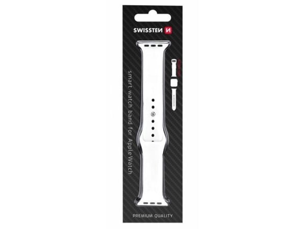 Swissten Silicone Band for Apple Watch 42-44mm White - 8595217477162, Klokkereim, Apple, Apple Watch SE, Apple Watch Series 1, Apple Watch Series 2...