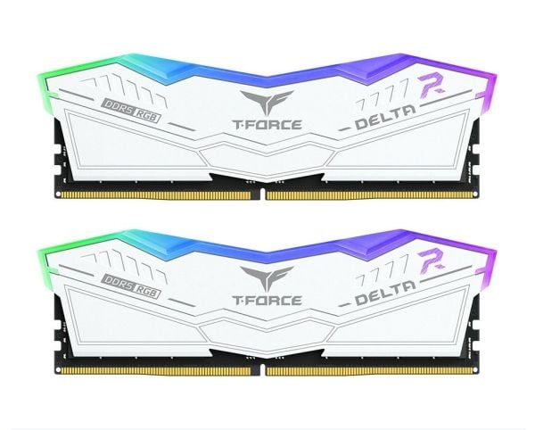 T-Force DELTA RGB - DDR5 - sett - 32 GB: 2 x 16 GB - DIMM 288-pin - 3200 MHz / PC5-51200 - CL32 - 1.35 V - ikke-bufret - on-die ECC - hvit