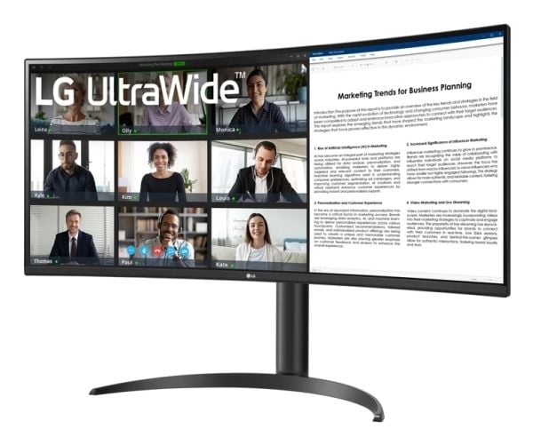 LG UltraWide 34WR55QK-B - LED-skjerm - kurvet - 34" - 3440 x 1440 WQHD @ 100 Hz - VA - 300 cd/m² - 3000:1 - HDR10 - 5 ms - 2xHDMI, DisplayPort, USB-C