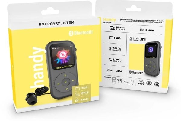 Energy Sistem Handy, MP4-spiller, 16 GB, LCD, FM-radio, svart, hodetelefoner inkludert