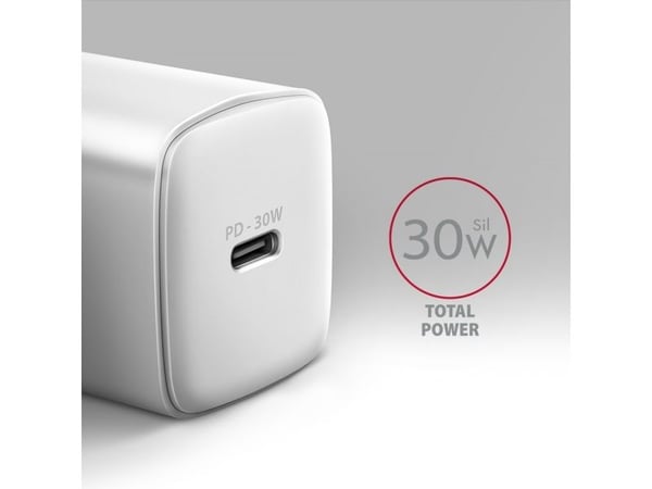 AXAGON ACU-PD30W - Strømadapter - 30 watt - 3 A - PD 2.0, PD 3.0, QC 2.0, QC 3.0, QC 4.0+, Huawei Fast Charge, PD/PPS, AFC, SFC (USB-C) - hvit