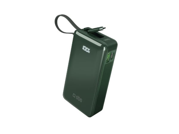SBS TTBB10000LCDTTCD20G, 10000 mAh, adaptiv hurtiglading, strømforsyning, grønn