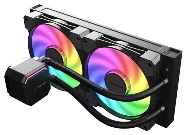 LC-POWER CPU-jäähdytin 250W 2x120mm f.Intel jopa 1851,jopa AMD5,musta