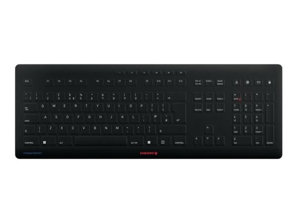 CHERRY STREAM PROTECT - Tastatur - trådløs - 2.4 GHz - QWERTY - Storbritannia - tastsvitsj: CHERRY SX - svart