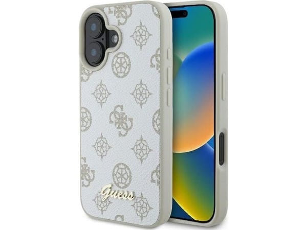 Apple iPhone 16 Guess Peony Script Logo MagSafe (GUHMP16SPGPYSH) puhelinkotelo valkoinen