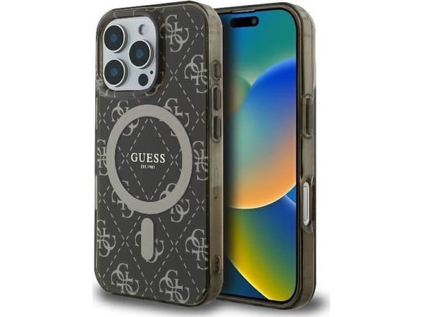 Apple iPhone 16 Pro Guess IML 4G Tausta MagSafe (GUHMP16LH4DTEW) dėklas telefonui rudos spalvos