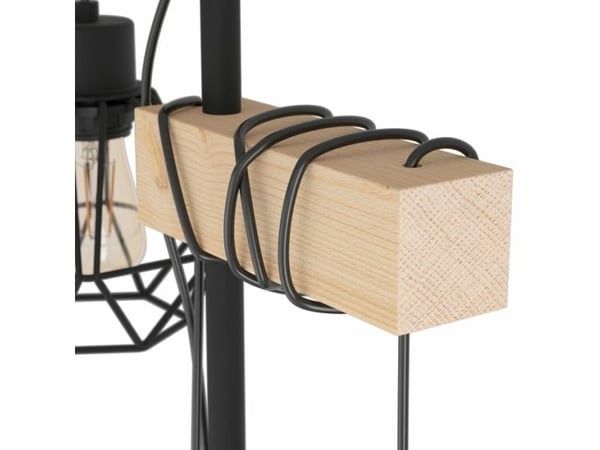 EGLO 44081, Sort, Lysebrun, Universell, Stål, Tre, E27, 2 ampuller, Kabel