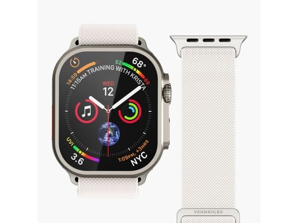 Vonmählen - Sløyfe for smart armbåndsur - nylon - kremfarget - for Apple Watch (40 mm, 41 mm, 42 mm)