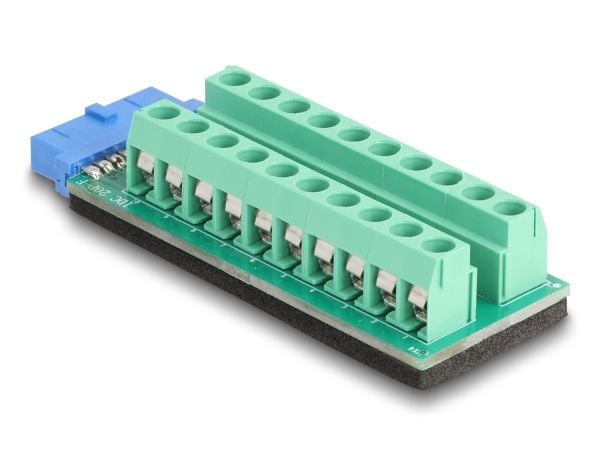 DeLOCK 67191, USB header - 19 pin, Terminal block - 20 pin, musta, Vihreä