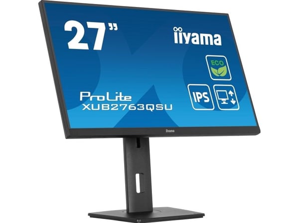 iiyama ProLite XUB2763QSU-B1 - LED-skjerm - 27" - 2560 x 1440 QHD @ 100 Hz - IPS - 350 cd/m² - 1500:1 - 2 ms - HDMI, DisplayPort - høyttalere - sva...