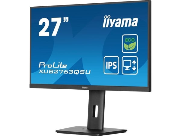 iiyama ProLite XUB2763QSU-B1 - LED-skjerm - 27" - 2560 x 1440 QHD @ 100 Hz - IPS - 350 cd/m² - 1500:1 - 2 ms - HDMI, DisplayPort - høyttalere - sva...