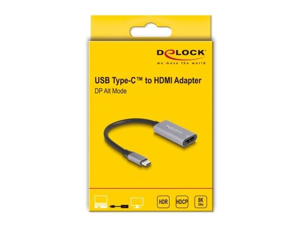 DeLOCK 60021, USB Type-C, HDMI-lähtö, 7680 x 4320 pikseliä