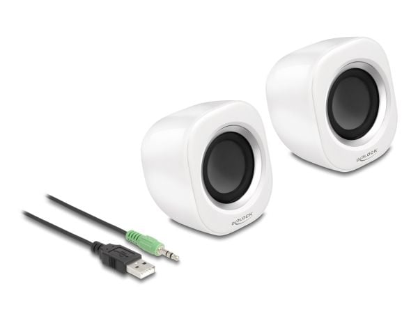Delock - Høyttalere - for PC - 2 watt (Total) - hvit