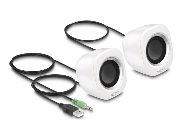 Delock - Høyttalere - for PC - 2 watt (Total) - hvit