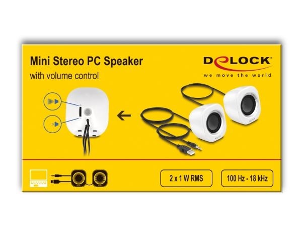 Delock - Høyttalere - for PC - 2 watt (Total) - hvit