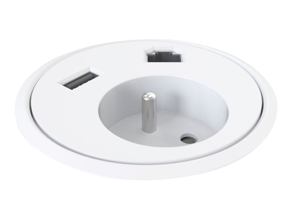 Kondator Three level unit - Powerdot - strømsokkelutgang - 2P+E - USB, Type E, RJ 45 - 1 nettverkssokkel, 1 strømsokkel, 1 USB-sokkel - 2100 mA - hvit
