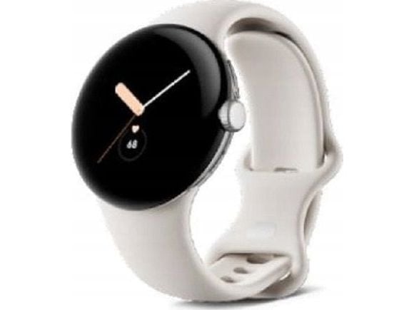 Google Pixel Watch - Polert sølv - smartklokke med bånd - fluorelastomer - chalk - båndbredde: L - 32 GB - Bluetooth, Wi-Fi, NFC - 36 g
