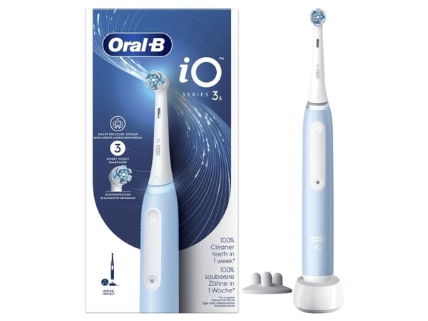 Oral-B iO 3, Voksen, Vibrerende tannbørste, Grundig rens, Soft (myk), Whitening, Lyseblå, Rund, Batteri