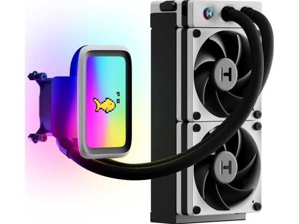 Vannkjøling Hyte THICC Q60 240mm LCD Alt-i-ett CPU Liquid Cooler - hvit/svart