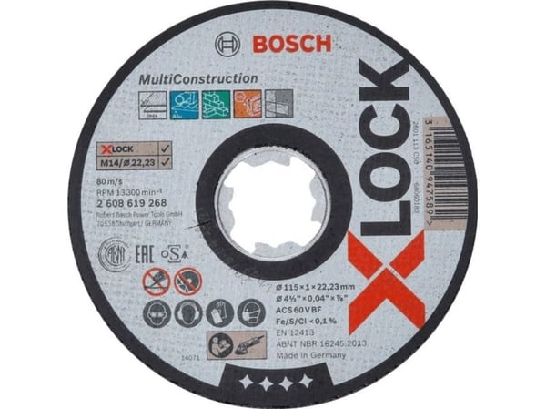 Bosch Rapido Multi Construction ACS 60 V BF - Skjæreplate - for metall, plast, stein, rustfritt stål, ikke-jernholdig metall, marmor - 115 mm - X-LOCK