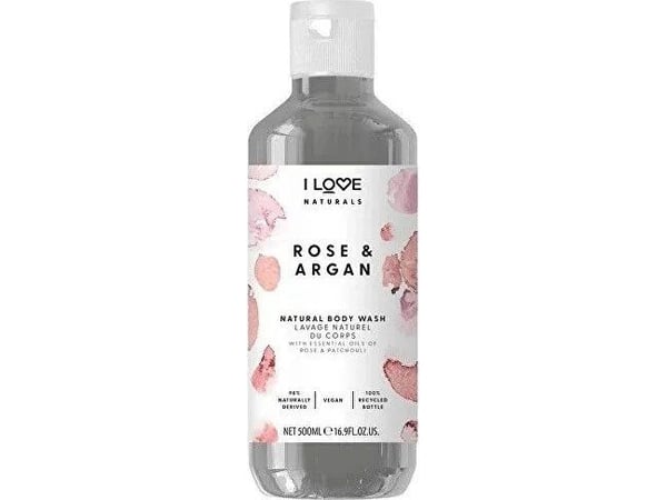 I Love I Love, Naturals Collection, Vegan, Fuktighetsgivende, Rose & Argan, Body Wash 500 ml (unisex)