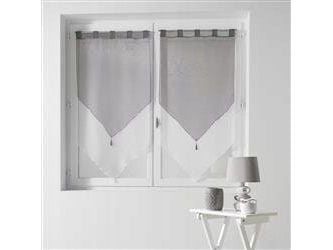 Douceur d`Interieur korte gardiner til stue DUO med stropper, voile, med frynser (2 stk.)