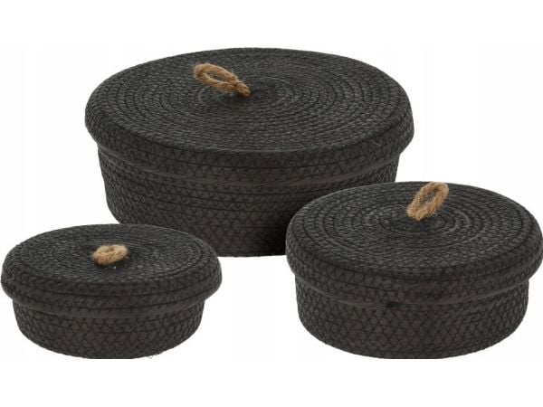 Home Styling Collection Koristeelliset säilytyskorit, juuttikannella, 3 kpl