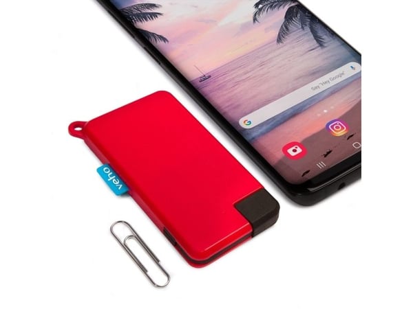 Veho Pebble Pokket - Strømbank - 1000 mAh - 37 Wh - 1 A (USB-C) - rød