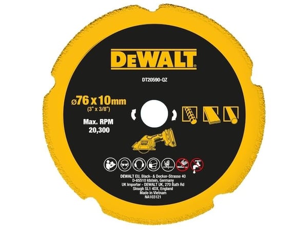 hiomalaikka timanttihiomalaikalla 76mm DeWALT [DT20590-QZ] kipsilevyjen, metallin ja muiden materiaalien hiomiseen
