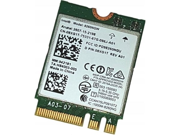 Intel Dual Band Wireless-AC - Nettverksadapter - Wi-Fi 5, Bluetooth 4.2 - for Latitude 5414 Rugged, E5570, E7270, E7470; Precision 3510, 5510, 7510...